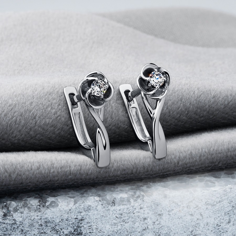 Серьги из платины с бриллиантами ПС-200-01 Platinum Lab фото 3