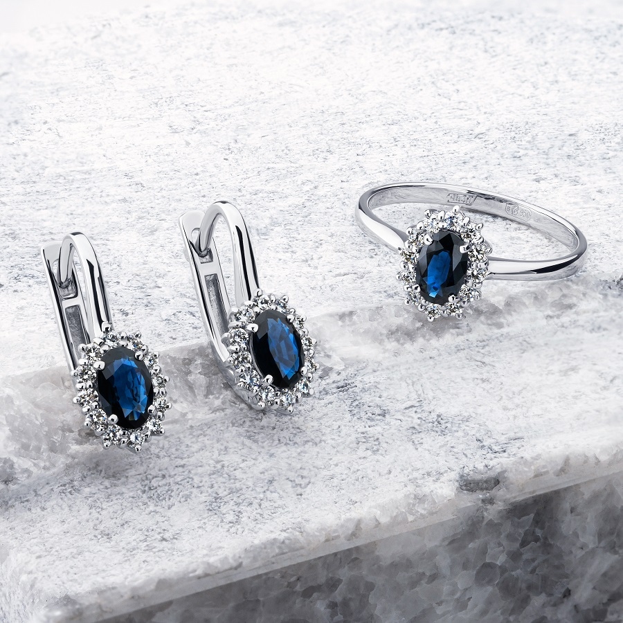 Серьги из платины с васильковыми сапфирами и бриллиантами ПС-206С-01 Platinum Lab фото 4