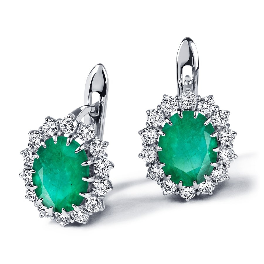 Серьги из платины с изумрудами и бриллиантами ПС-207И-01 ПлатинумЛаб фото 2