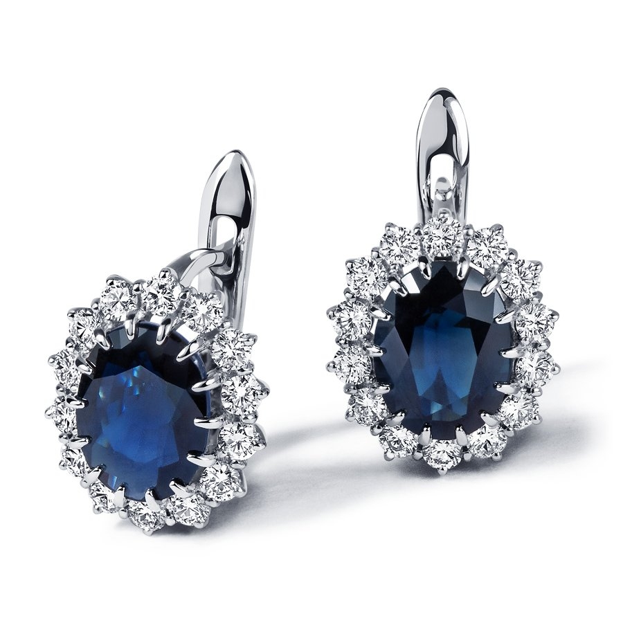 Серьги из платины с сапфирами и бриллиантами ПС-038С-01 Платинум Лаб фото 2