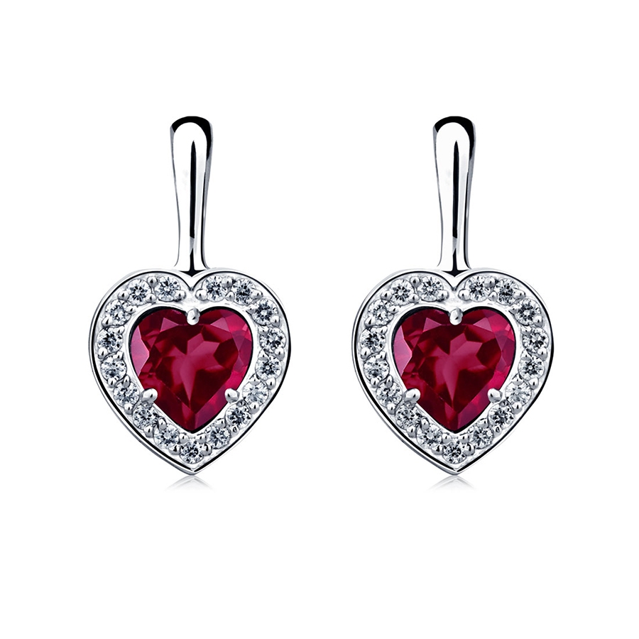 Серьги из платины с рубинами и бриллиантами в иде сердца ПС-023Р-01 Platinum Lab фото 1