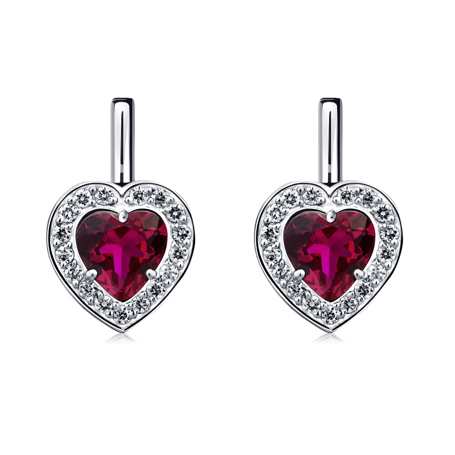 Сережки из платины 950 с рубинами и бриллиантами ПС-023Р-01 Платинум Лаб фото 2