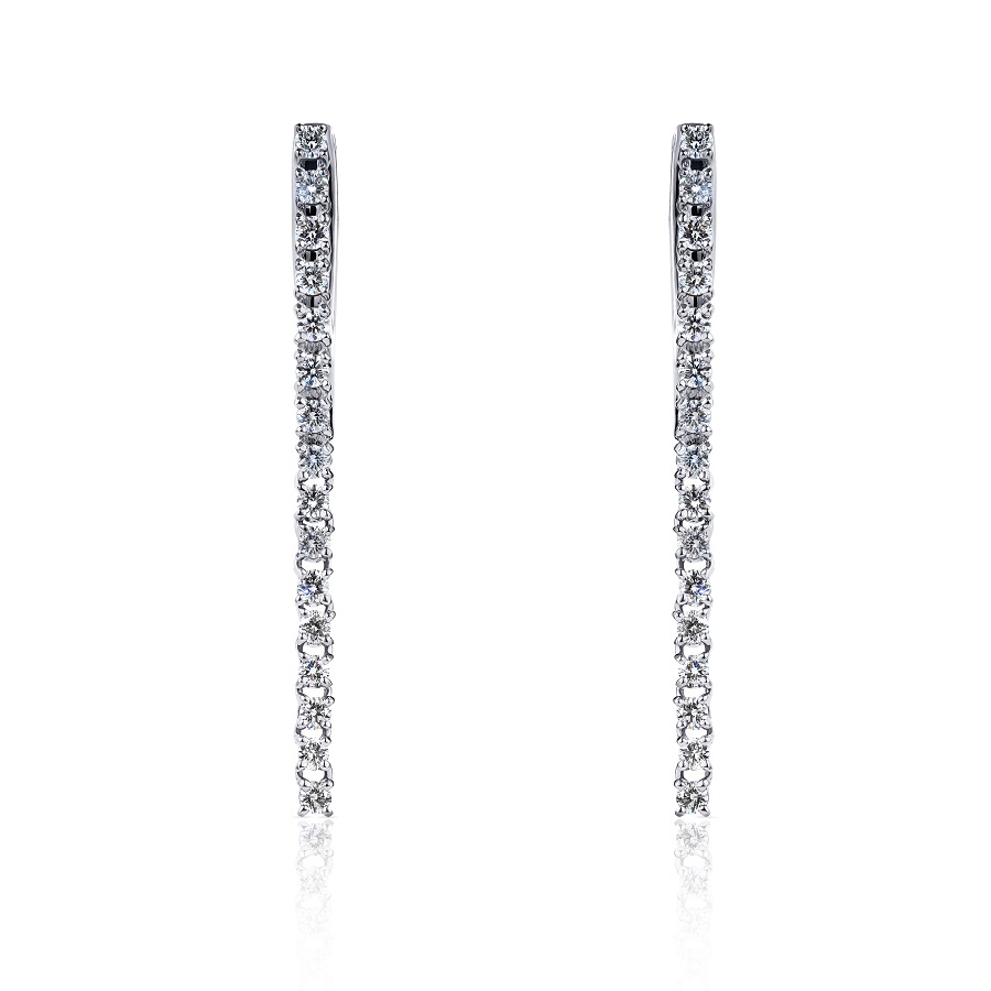 Серьги из платины с дорожкой бриллиантов ПС-044-01 Platinum Lab фото 2