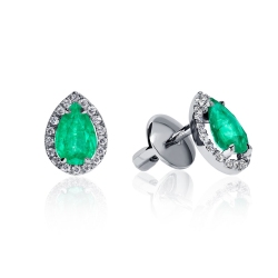 ПС-095И-01 Серьги из платины с изумрудами огранки 