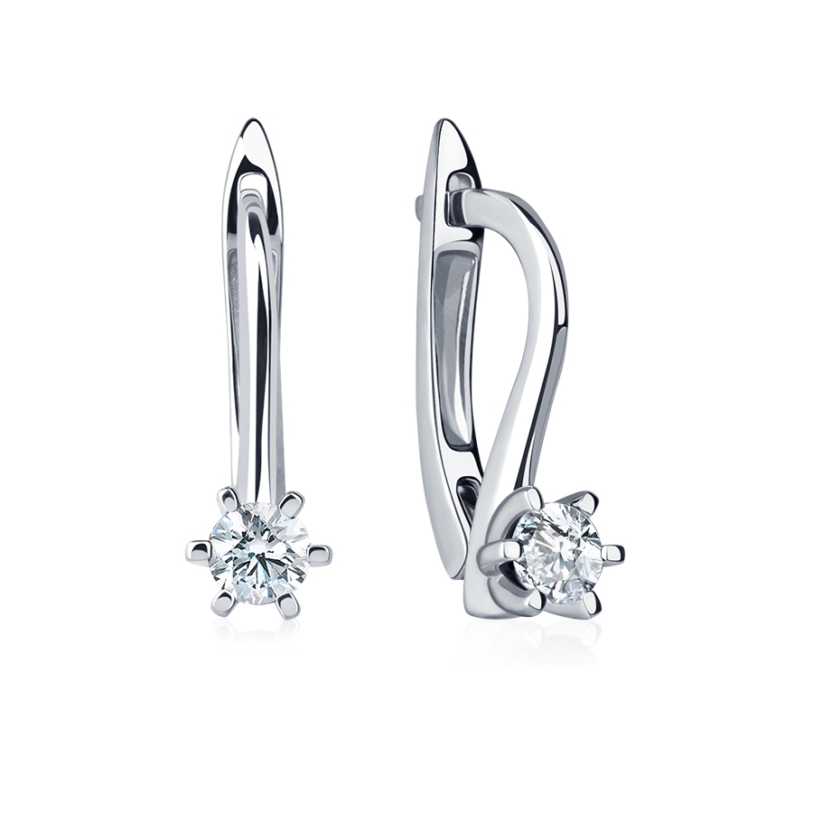 Серьги из платины с одним бриллиантом ПС-231-01 Platinum Lab фото 1