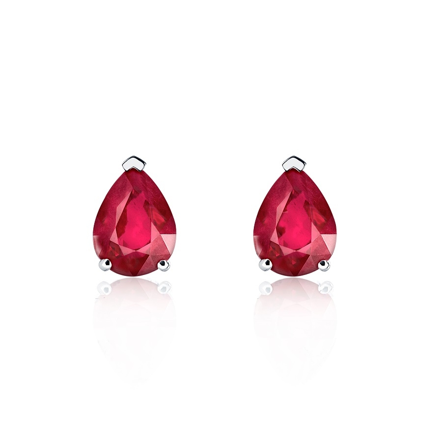 Серьги из платины с рубинами огранки 