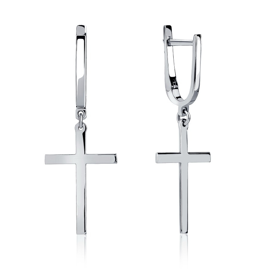 Серьги из платины в форме крестов ПС-260-00 Platinum Lab фото 2