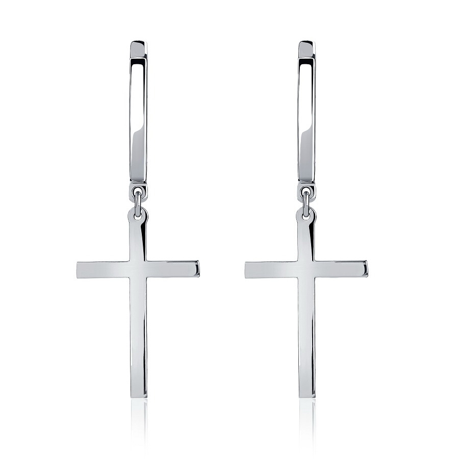 Серьги из платины в форме крестов ПС-260-00 Platinum Lab фото 1