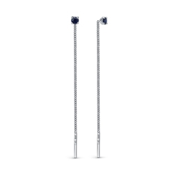 ПС-271С-01 Серьги длинные из платины с сапфирами