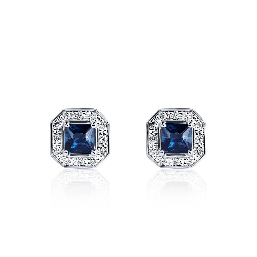 Серьги из платины с сапфирами и бриллиантами ПС-277С-01 ПлатинумЛаб фото 2