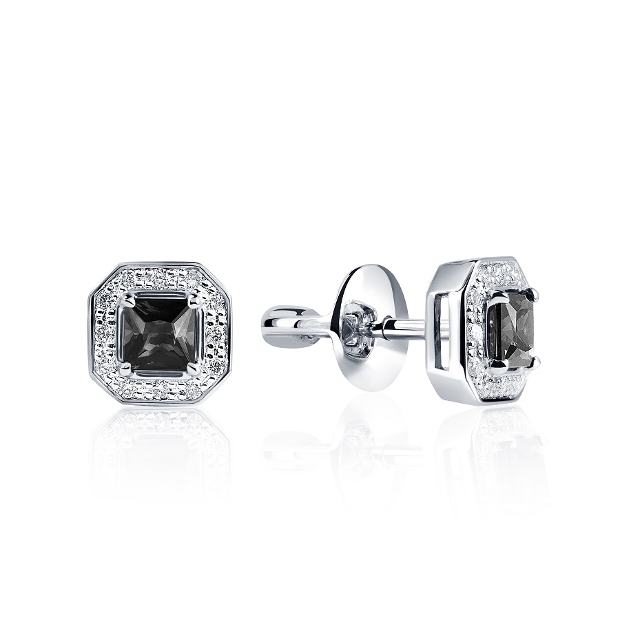 Крупные серьги из платины с черными и белыми бриллиантами ПС-277Ч-01 Platinum Lab фото 1