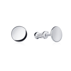 ПС-053-00 Серьги из платины с плоской поверхностью в форме круга