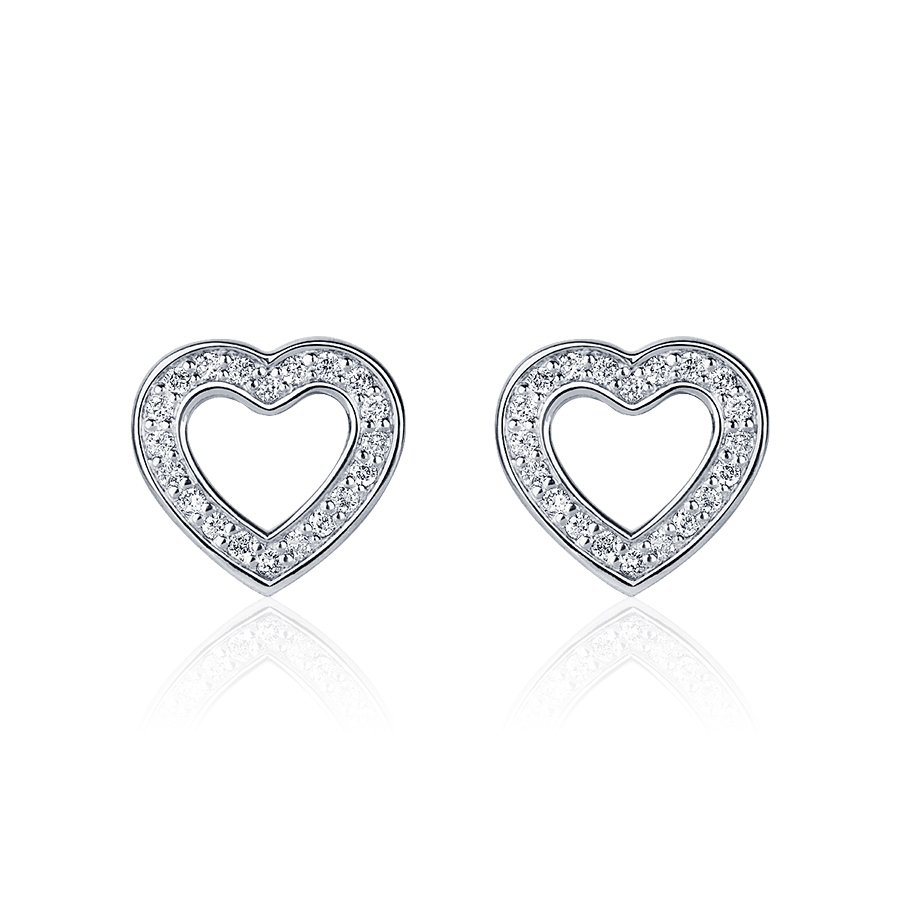 Серьги из платины с дорожкой бриллиантов в виде сердца ПС-254-01 PlatinumLab фото 2