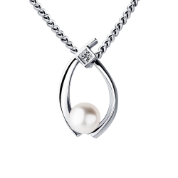 ПП-292-01 Подвеска из платины с белым жемчугом