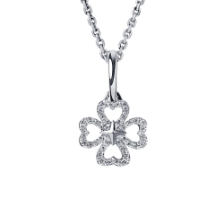 ПП-297-02 Подвеска из платины в форме клевера с россыпью бриллиантов