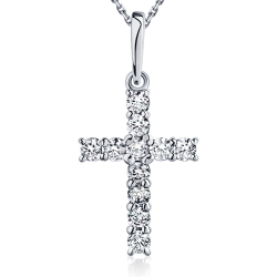 ПП-048-01 Подвеска-крест из платины с бриллиантами