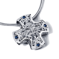 ПП-272С-01 Крест из платины с сапфирами