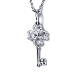 ПП-297-01 Подвеска ключик из платины с бриллиантами