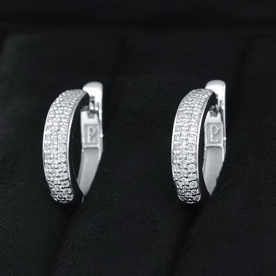 Серьги из платины с россыпью бриллиантов ПС-030-04 Platinum Lab видео 1
