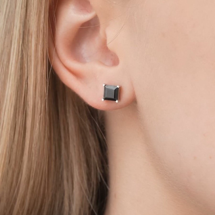 Серьги из платины с черными бриллиантами ПС-067Ч-01 Platinum Lab видео 1