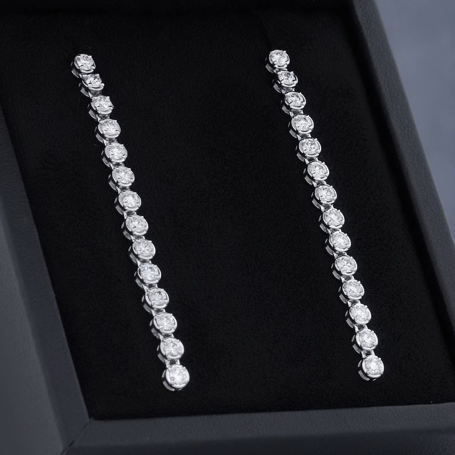 Серьги из платины с бриллиантами ПС-237-01 Platinum Lab видео 1