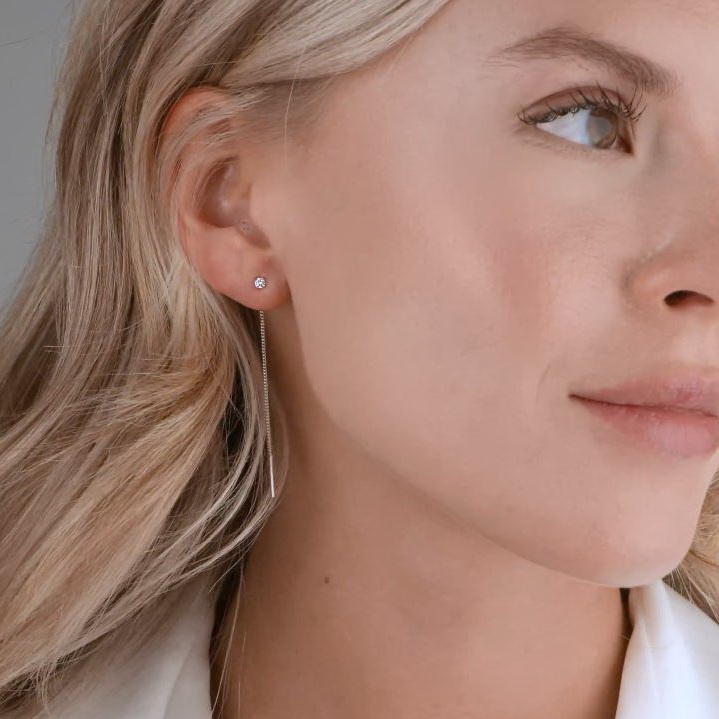 Серьги из платины с бриллиантами ПС-271-01 Platinum Lab  видео 1