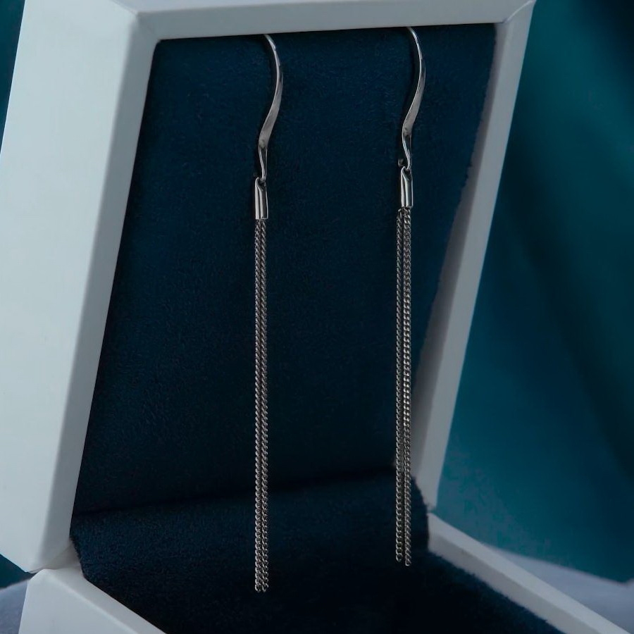 Серьги из платины с тремя звеньями ПС-272-00 Platinum Lab видео 1