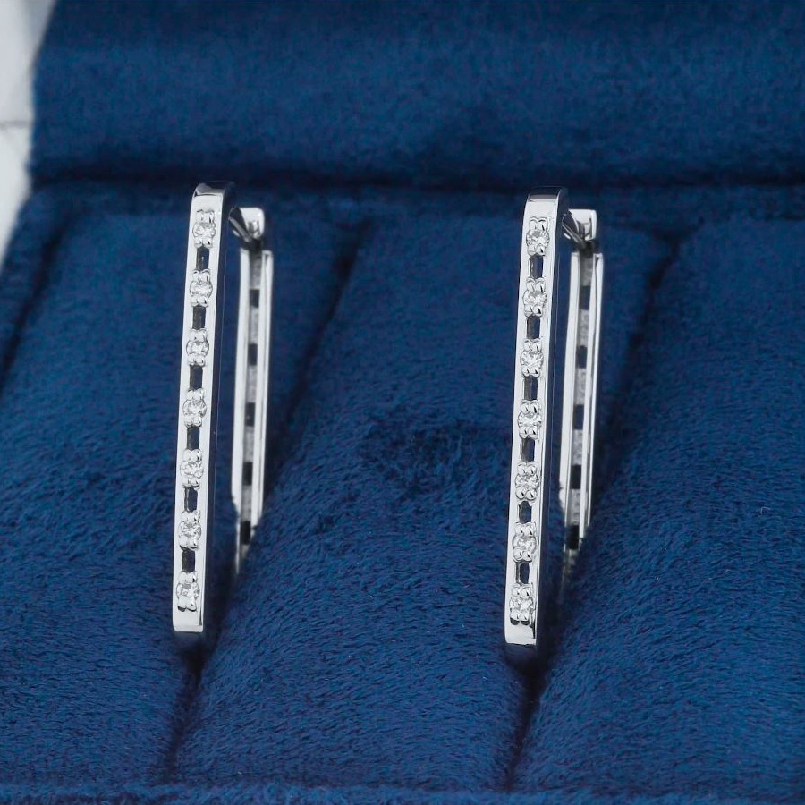 Серьги из платины с дорожкой бриллиантов ПС-324-01 Platinum Lab видео 1