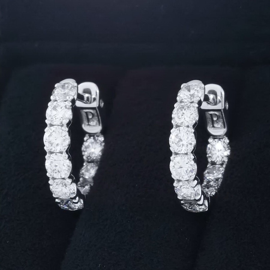Серьги конго из платины с бриллиантами ПС-333-01 Platinum Lab видео 1