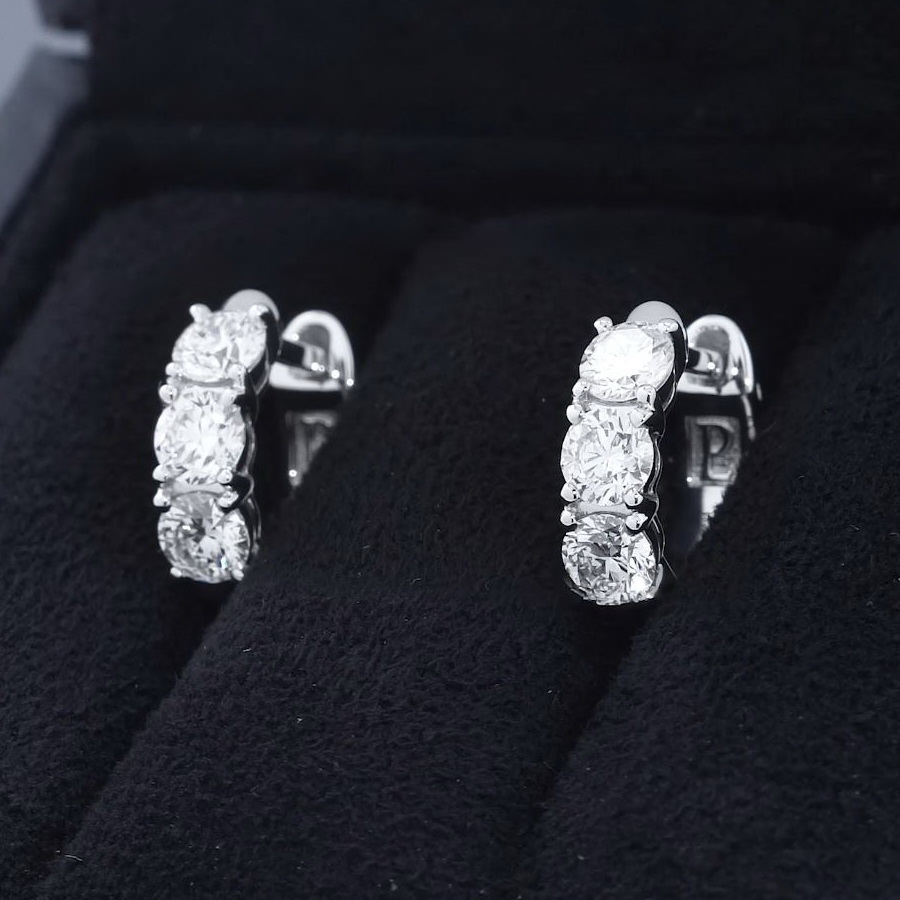 Серьги конго из платины с бриллиантами ПС-334-01 Platinum Lab видео 1