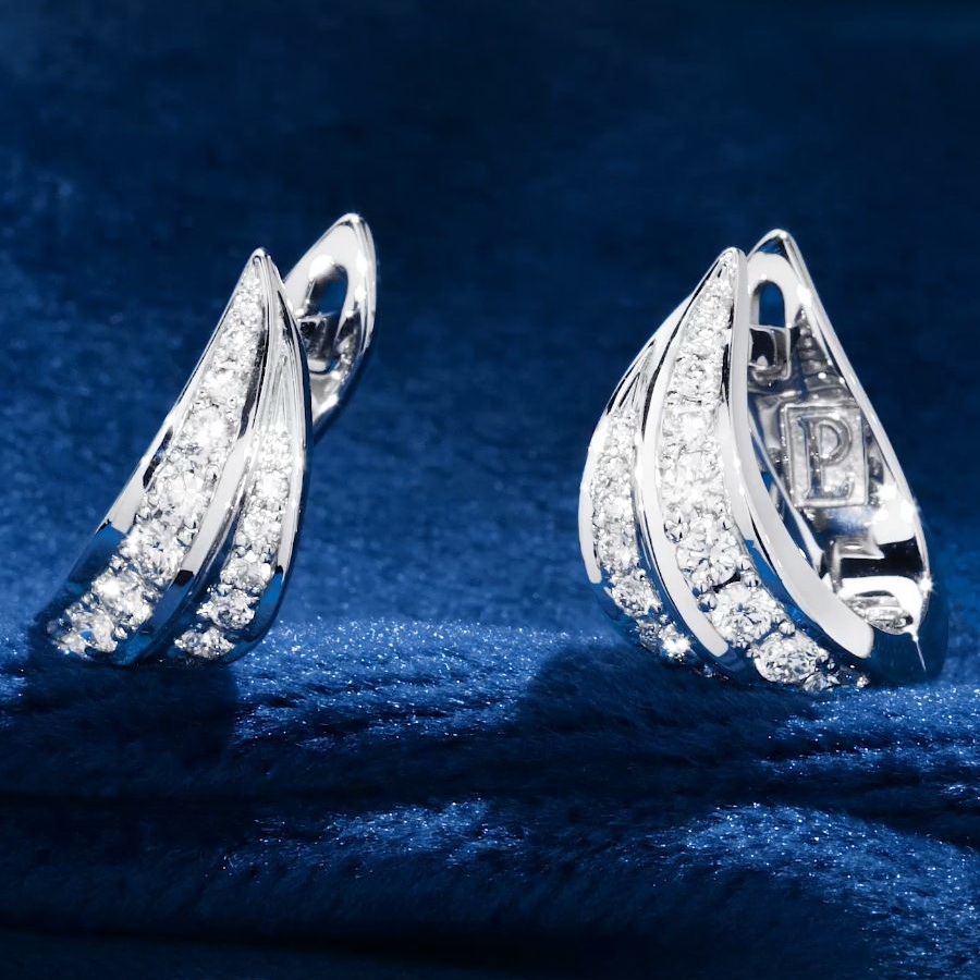Серьги из платины с бриллиантами ПС-343-01 Platinum Lab видео 1 