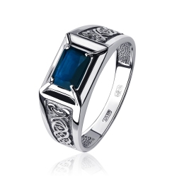 ПК-070С-02 Печатка из платины с сапфиром