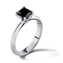 ПК-100Ч-01 Помолвочное кольцо из платины с черным бриллиантом