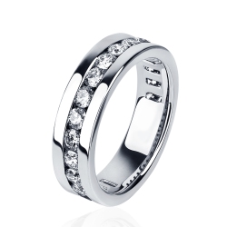 ПК-021-01 Обручальное кольцо из платины с дорожкой бриллиантов весом более 1 карата