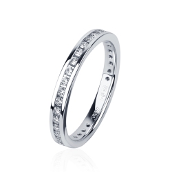 ПК-021-05 Обручальное кольцо из платины с дорожкой бриллиантов