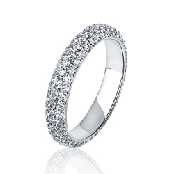 ПК-030-04 Обручальное кольцо из платины с россыпью бриллиантов