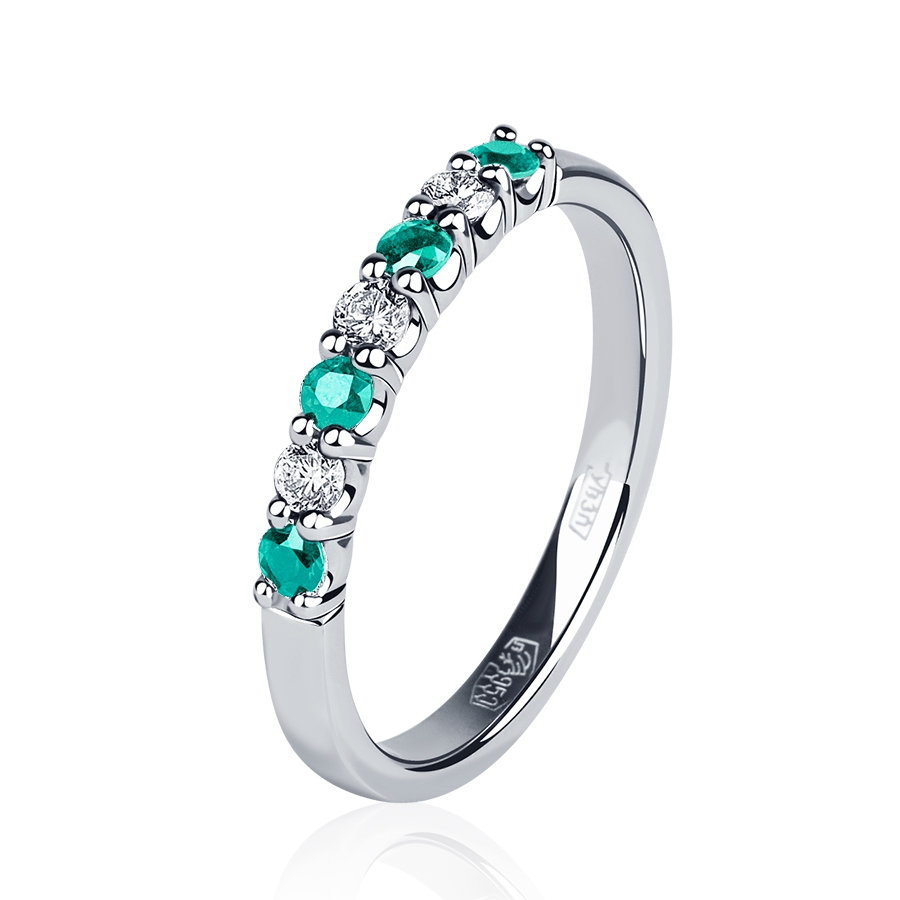 Кольцо с 7 камнями из платины 950 ПК-044ИБр-04 Платинум Лаб фото 1