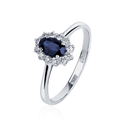 ПК-206С-01 Кольцо из платины с сапфиром и бриллиантами
